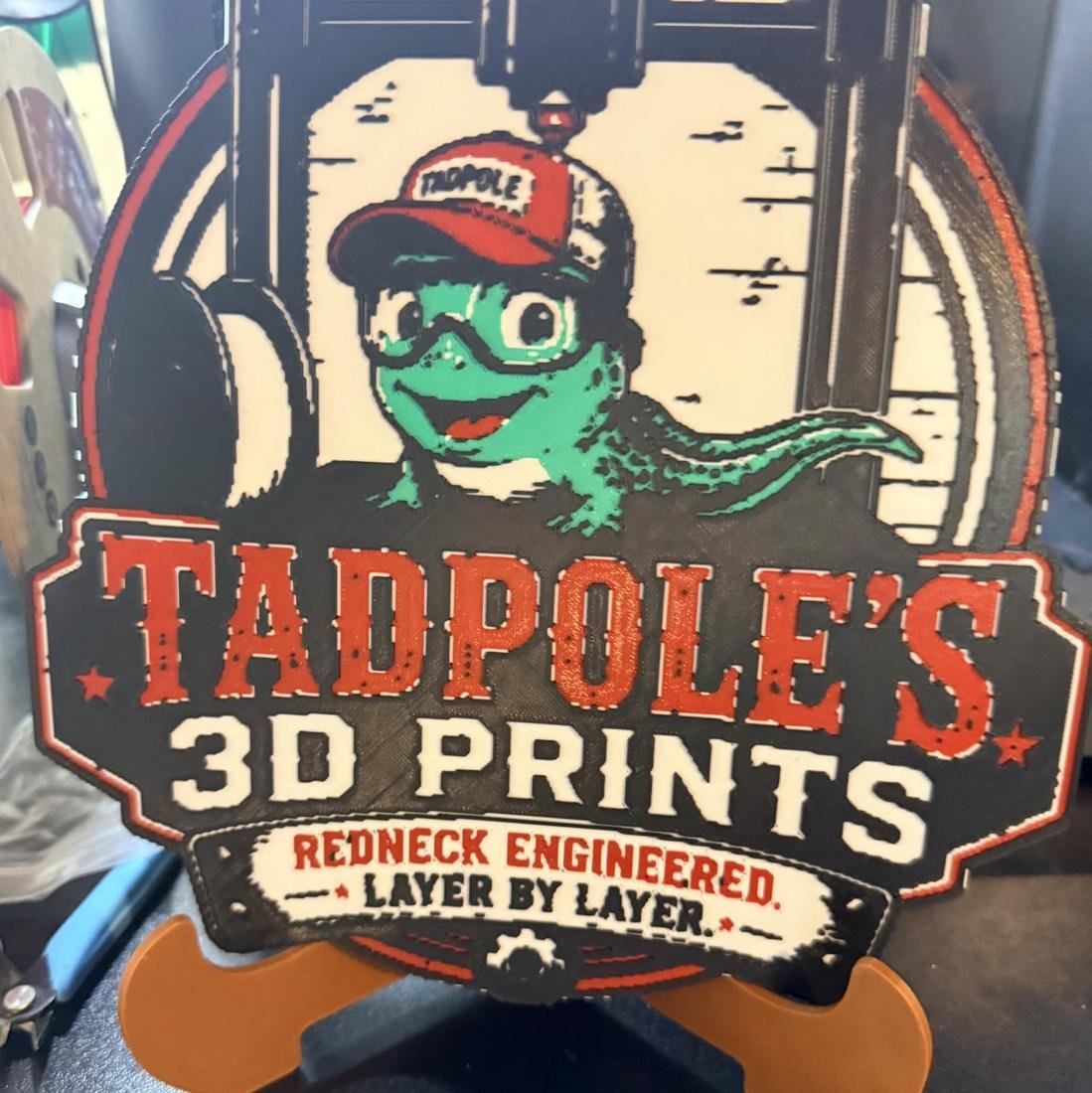 Tadpole's 3D Prints logo sign