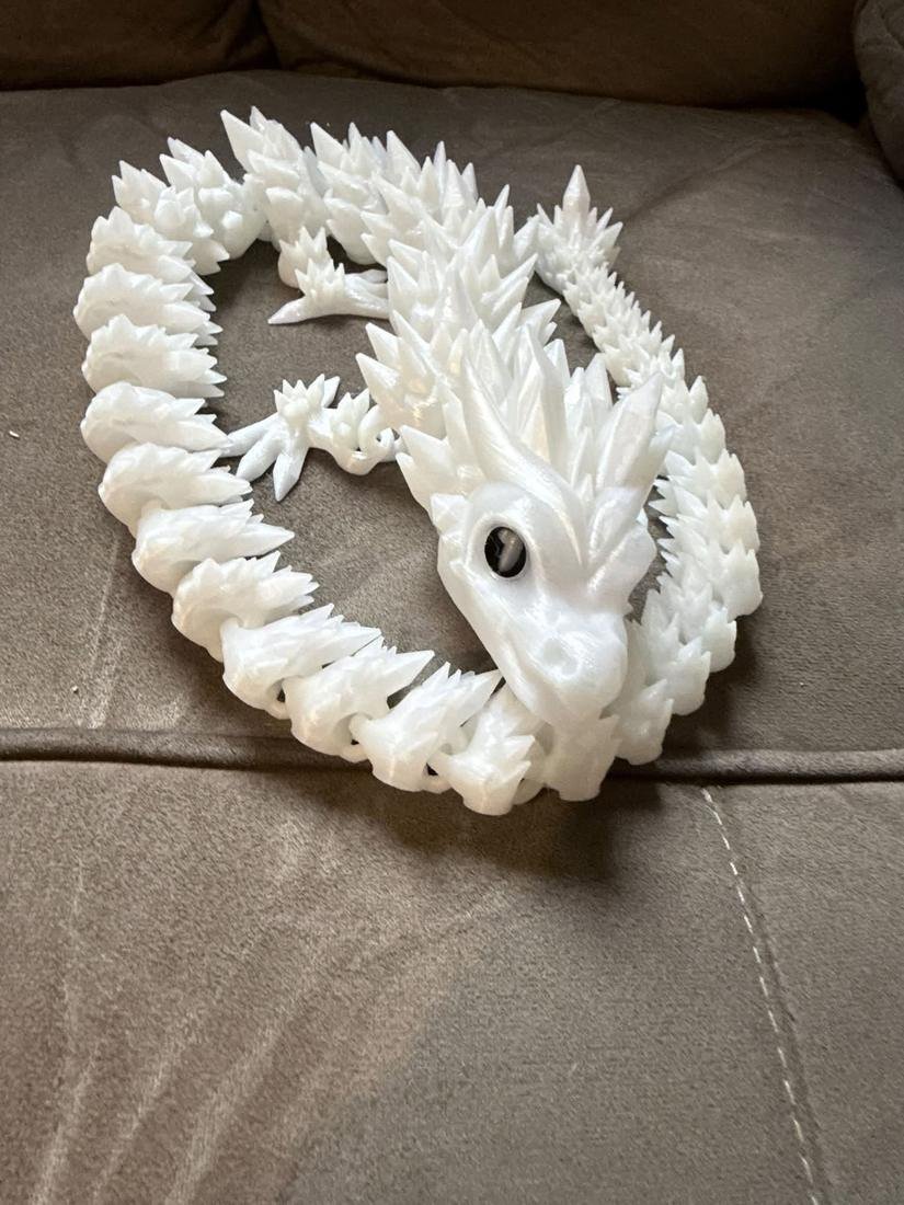 White articulated crystal dragon 3D print